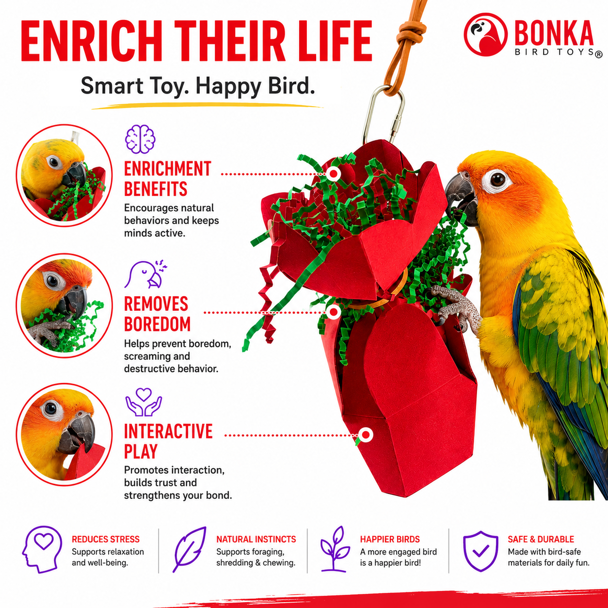 2760 Red Crinkle Gift Box - Bonka Bird Toys