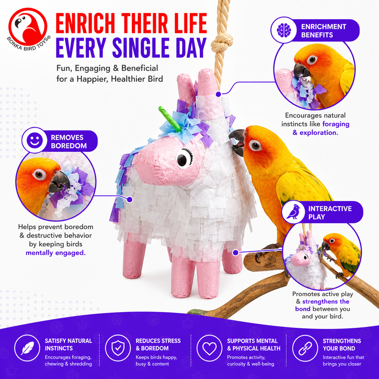 2622 Foraging Unicorn Donkey Pinata - Bonka Bird Toys