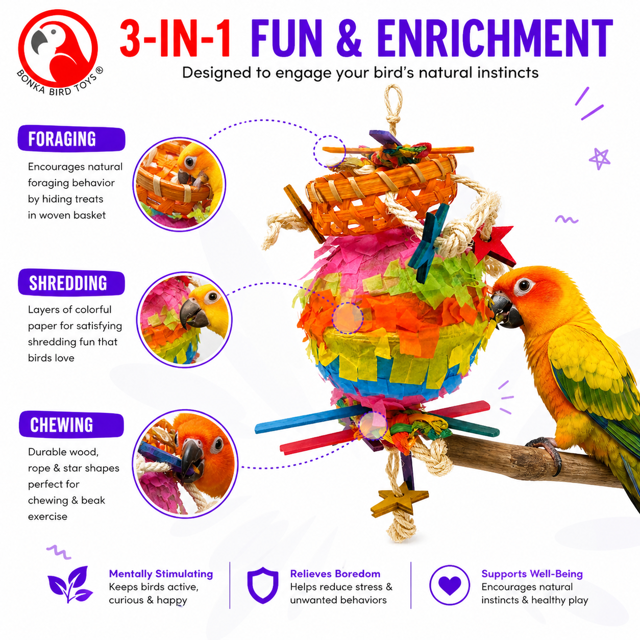 2247 Round Foraging Star Piñata - Bonka Bird Toys