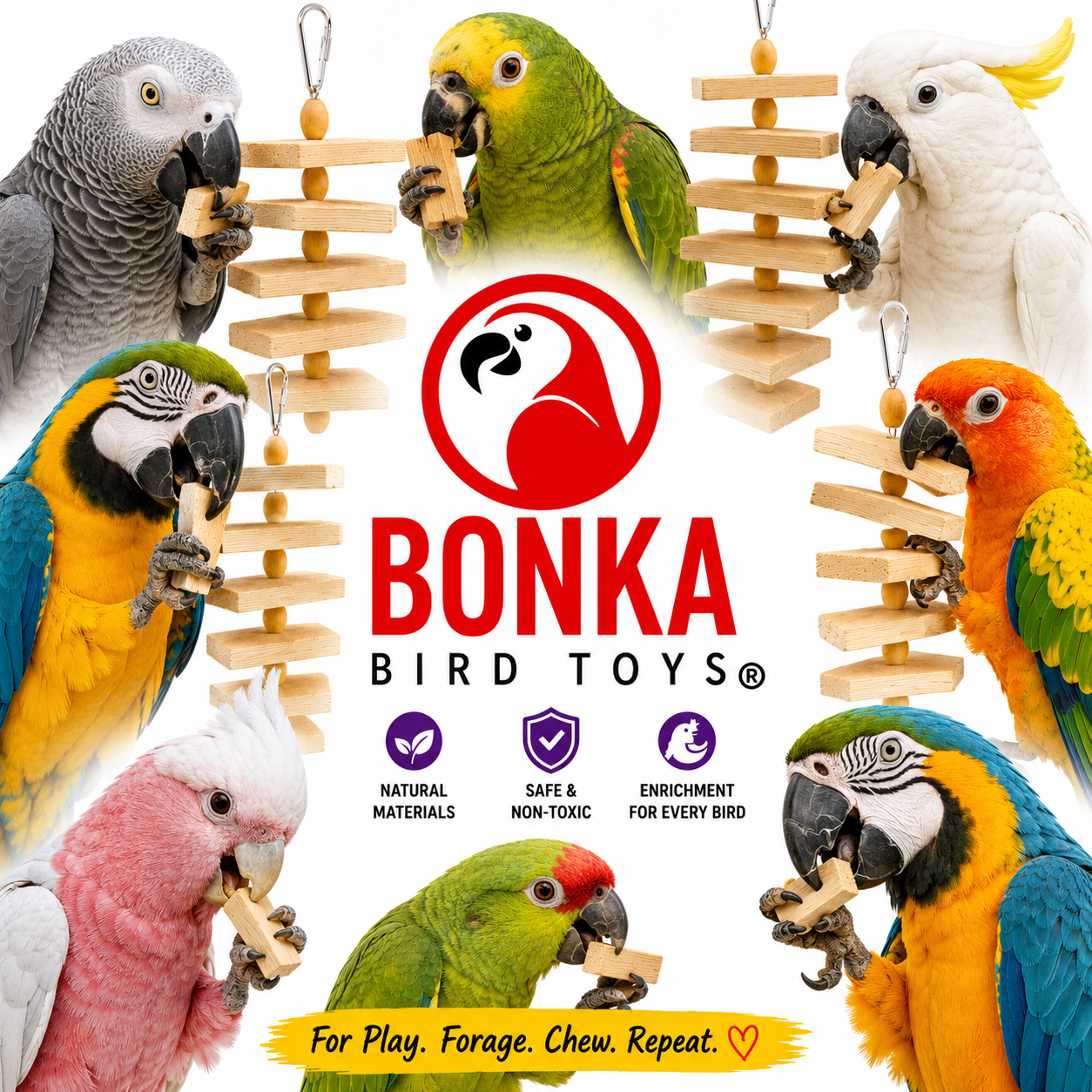1317 Large Natural Slat Chewer - Bonka Bird Toys