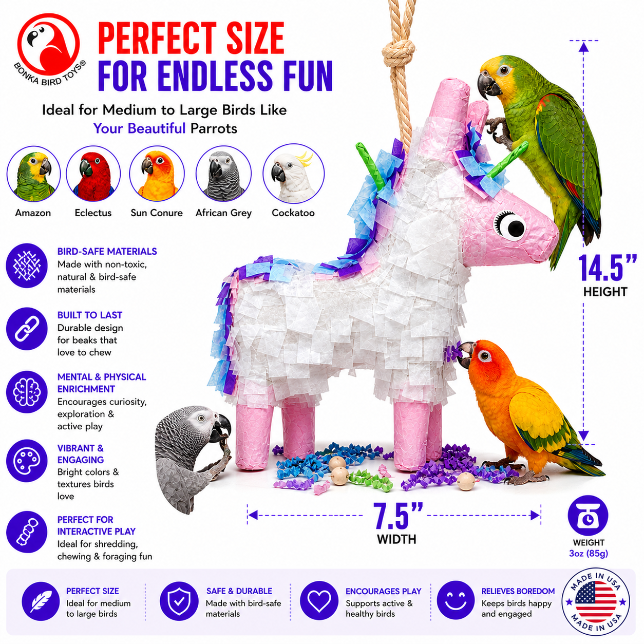 2622 Foraging Unicorn Donkey Pinata - Bonka Bird Toys