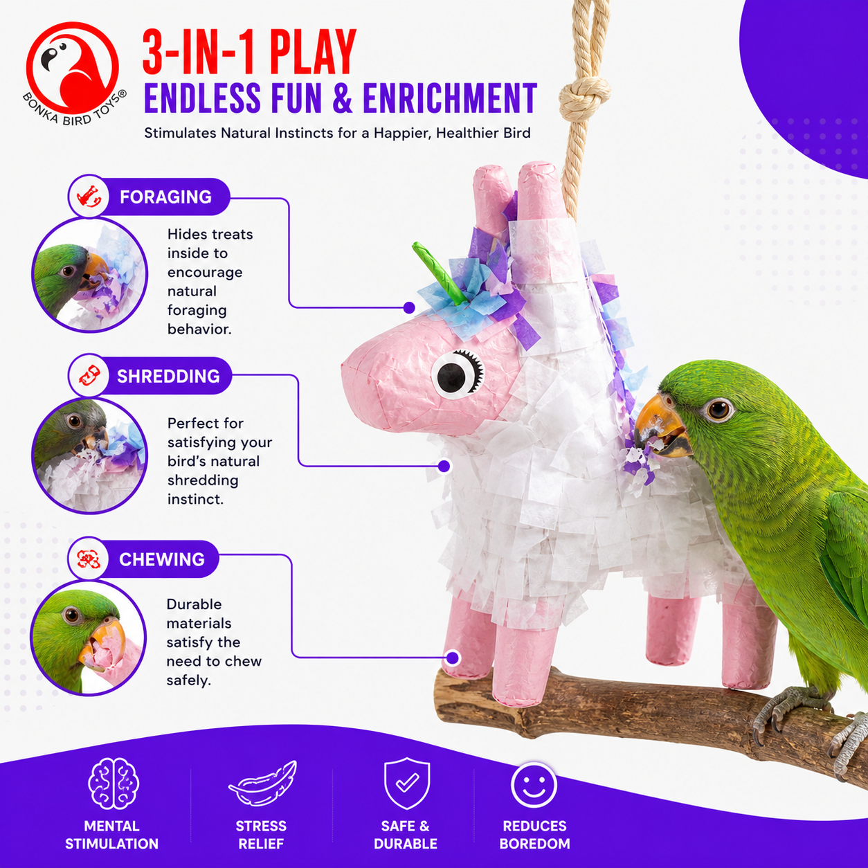 2622 Foraging Unicorn Donkey Pinata - Bonka Bird Toys