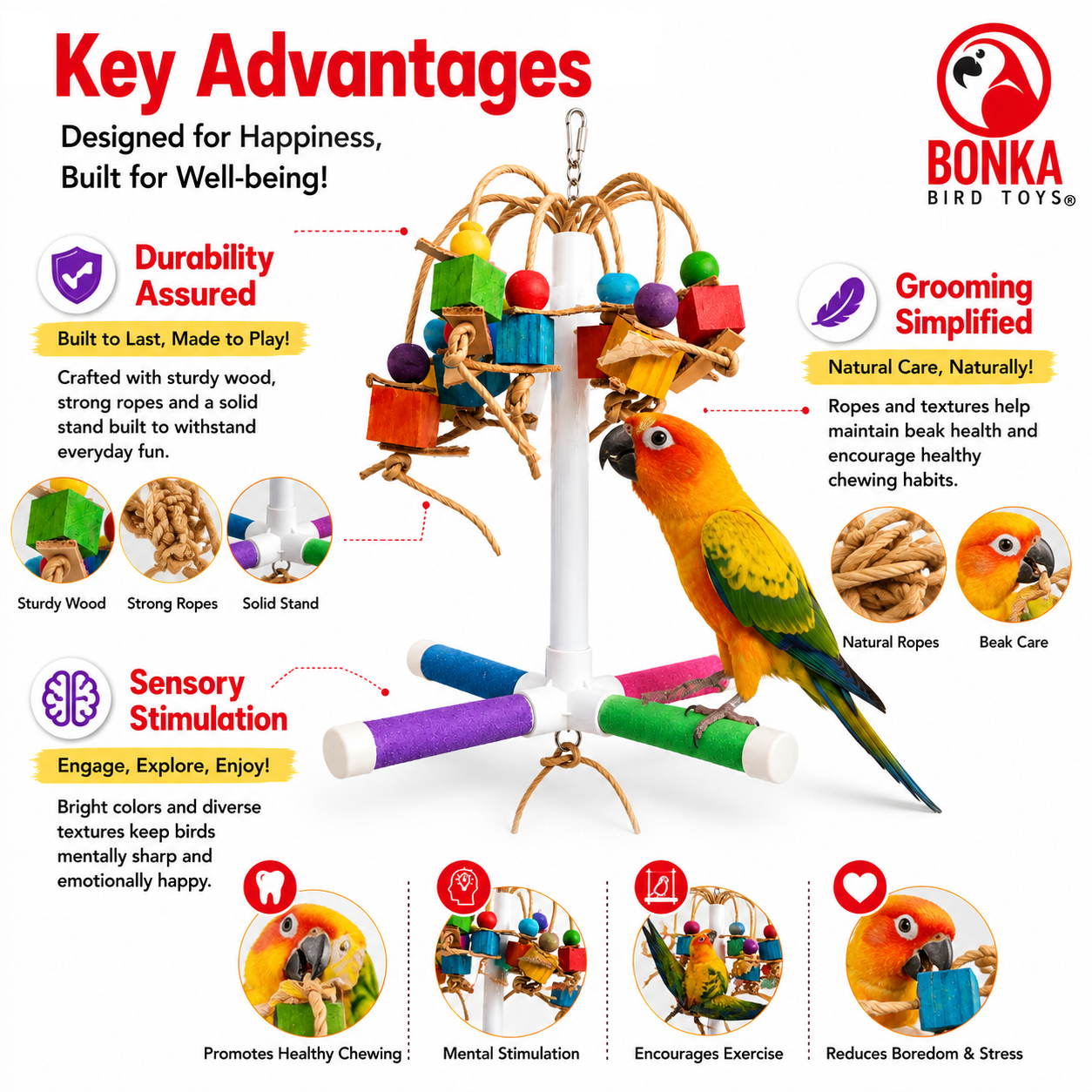 2597 Quad PVC Bird Perch - Bonka Bird Toys