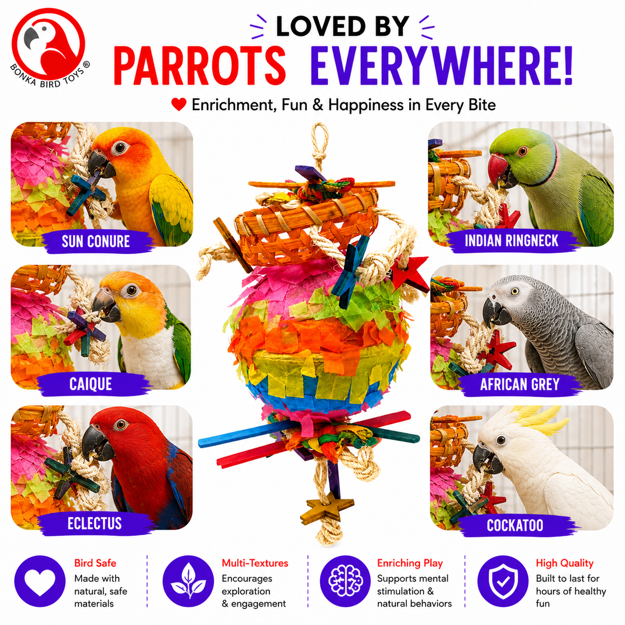 2247 Round Foraging Star Piñata - Bonka Bird Toys