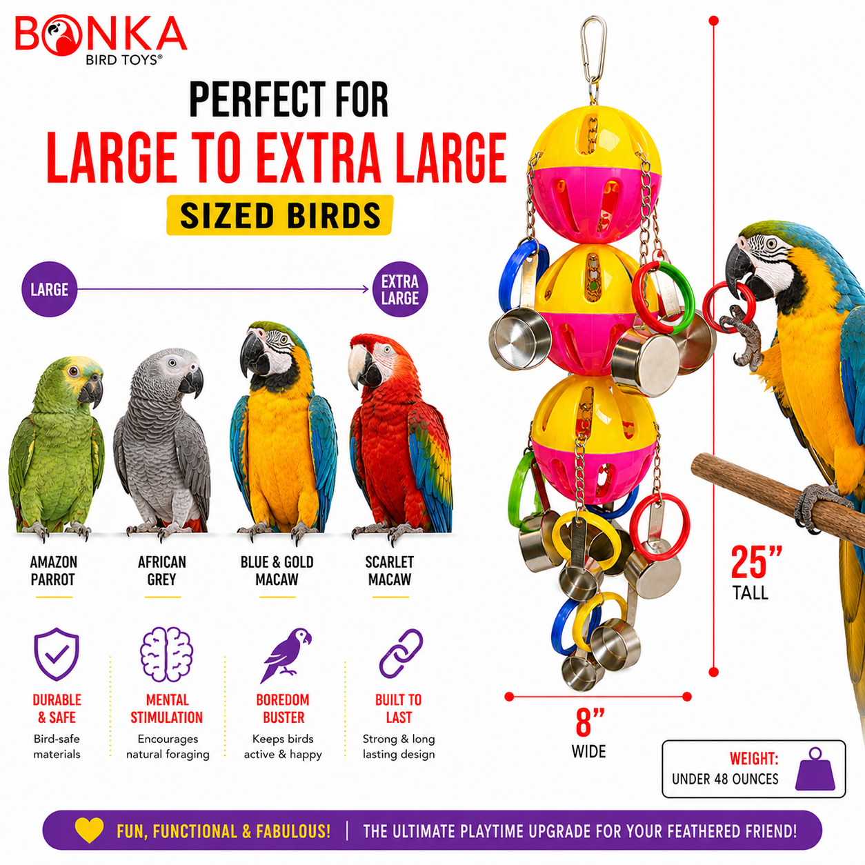1429 Huge Triple Tuff Pot - Bonka Bird Toys