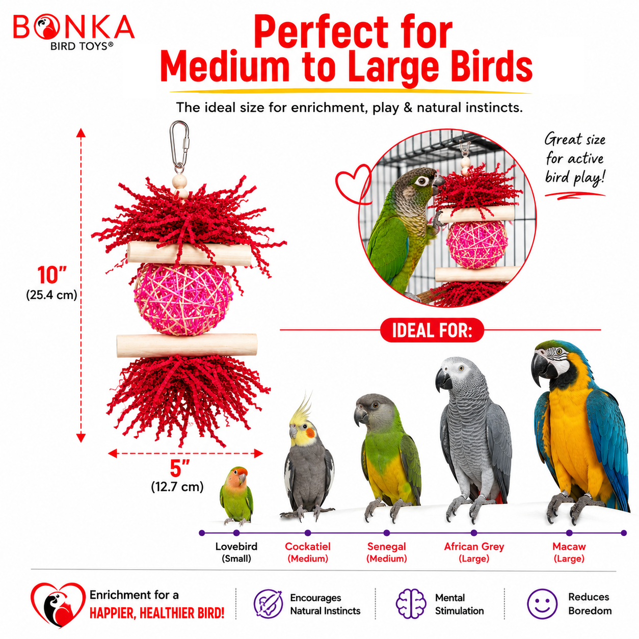 3885 Sola Heart Log - Bonka Bird Toys