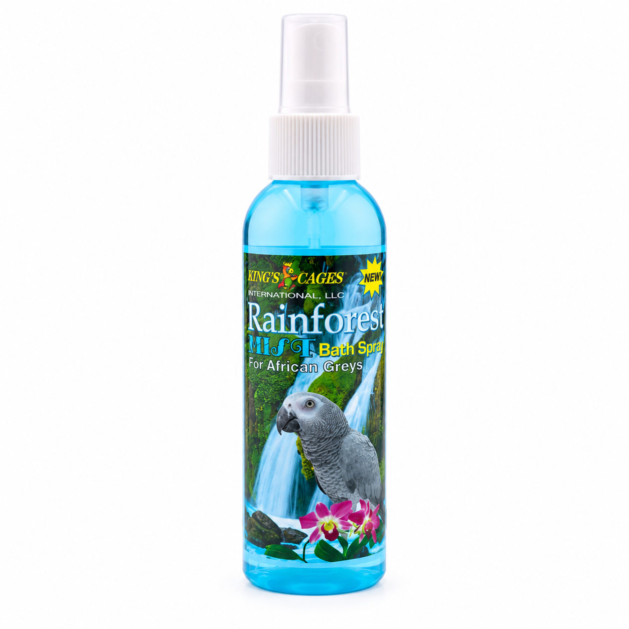 Kings Cages Blue Rainforest Mist Bath Spray for African Greys 8 oz - Bonka Bird Toys