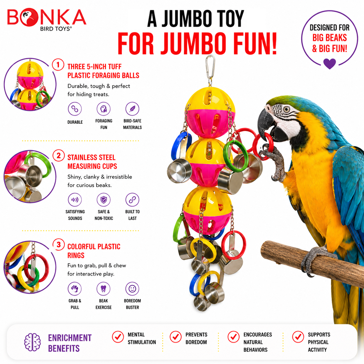 1429 Huge Triple Tuff Pot - Bonka Bird Toys