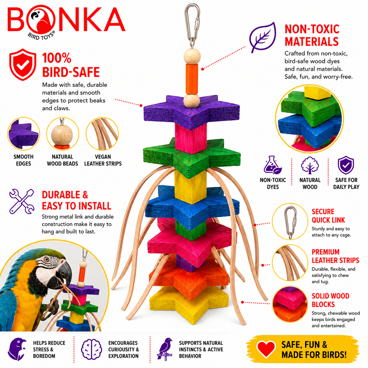 1510 Colored Colored Chunky Star - Bonka Bird Toys