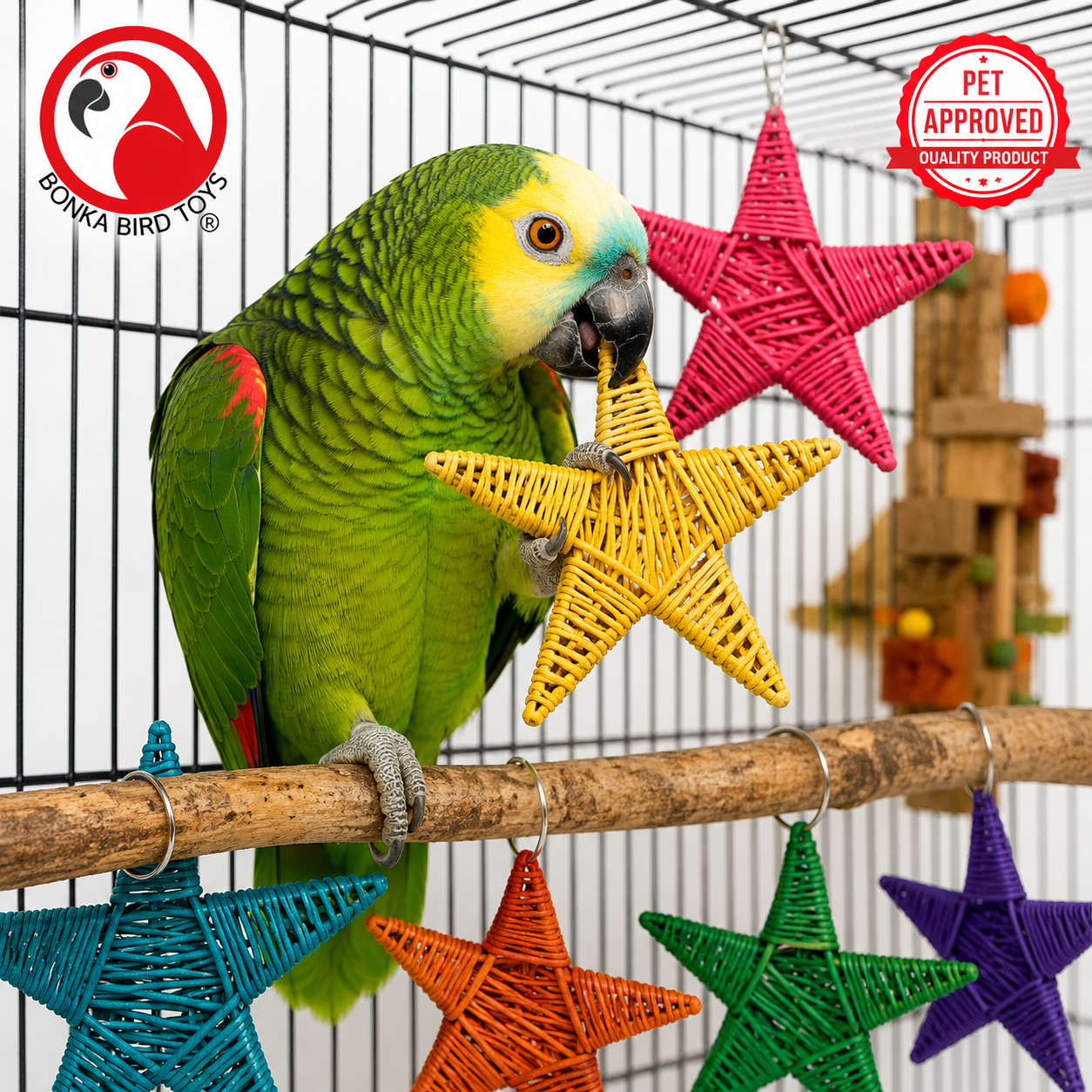 1287 Pk6 Large Color Vine Stars - Bonka Bird Toys