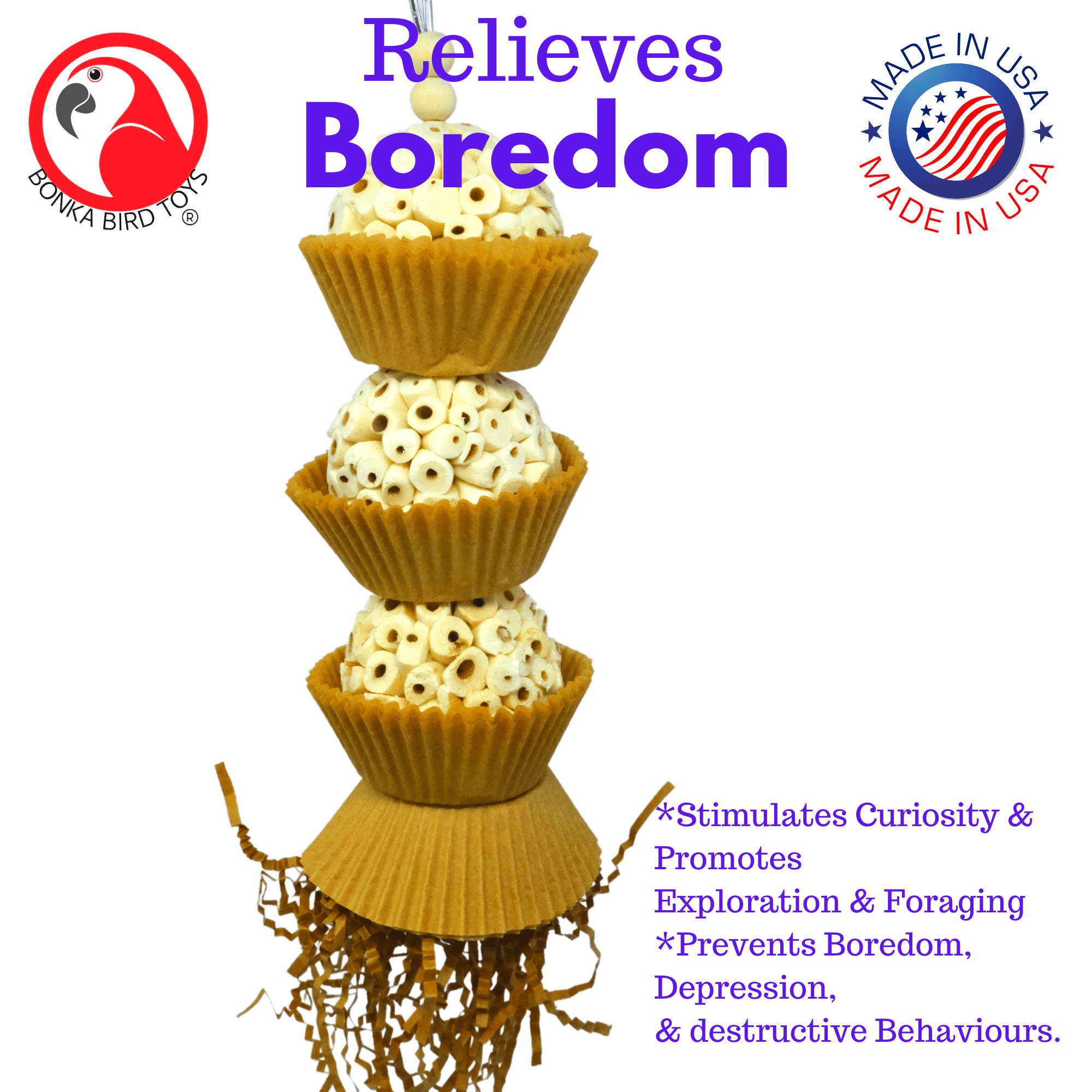 1931N Natural Three Cake - Bonka Bird Toys