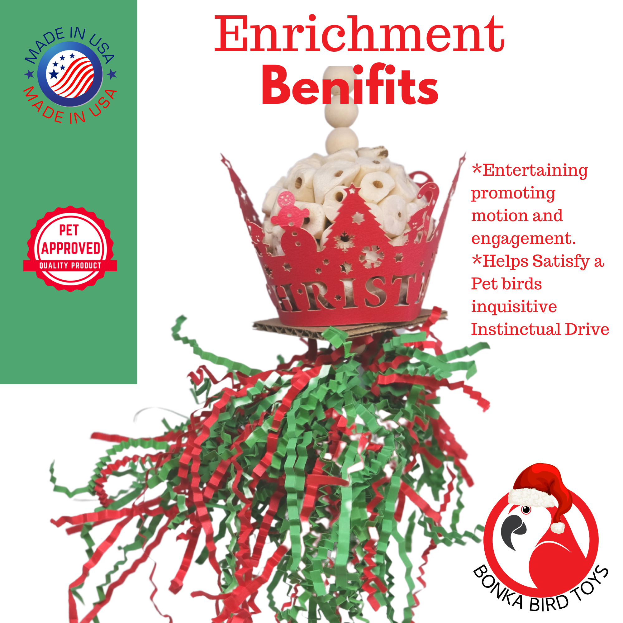 Merry Christmas Crown - Bonka Bird Toys