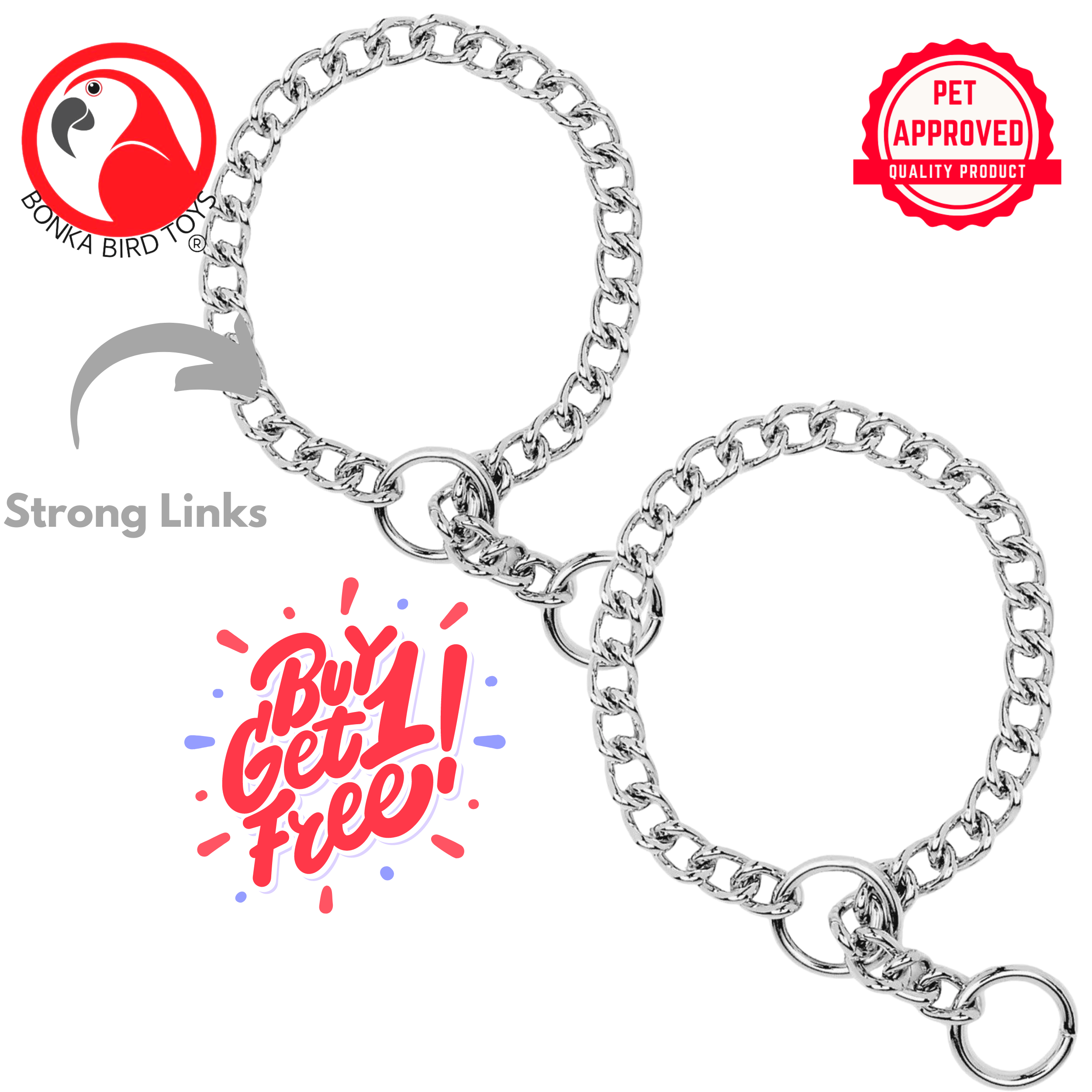 Heavyweight Dog Choke Chain Collars - BOGO BUNDLE BUY ONE GET ONE FREE! - Bonka Bird Toys