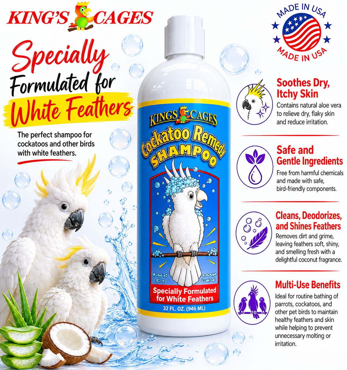 Kings Cages Cockatoo Renew Shampoo 17oz - Bonka Bird Toys