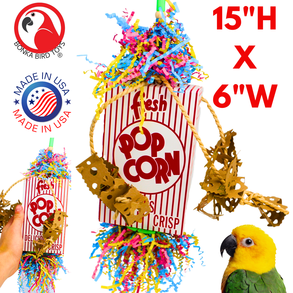Bonka Bird Toys 2318 Popcorn Explosion Forage Chew Shred Medium Parrot Cage Toy