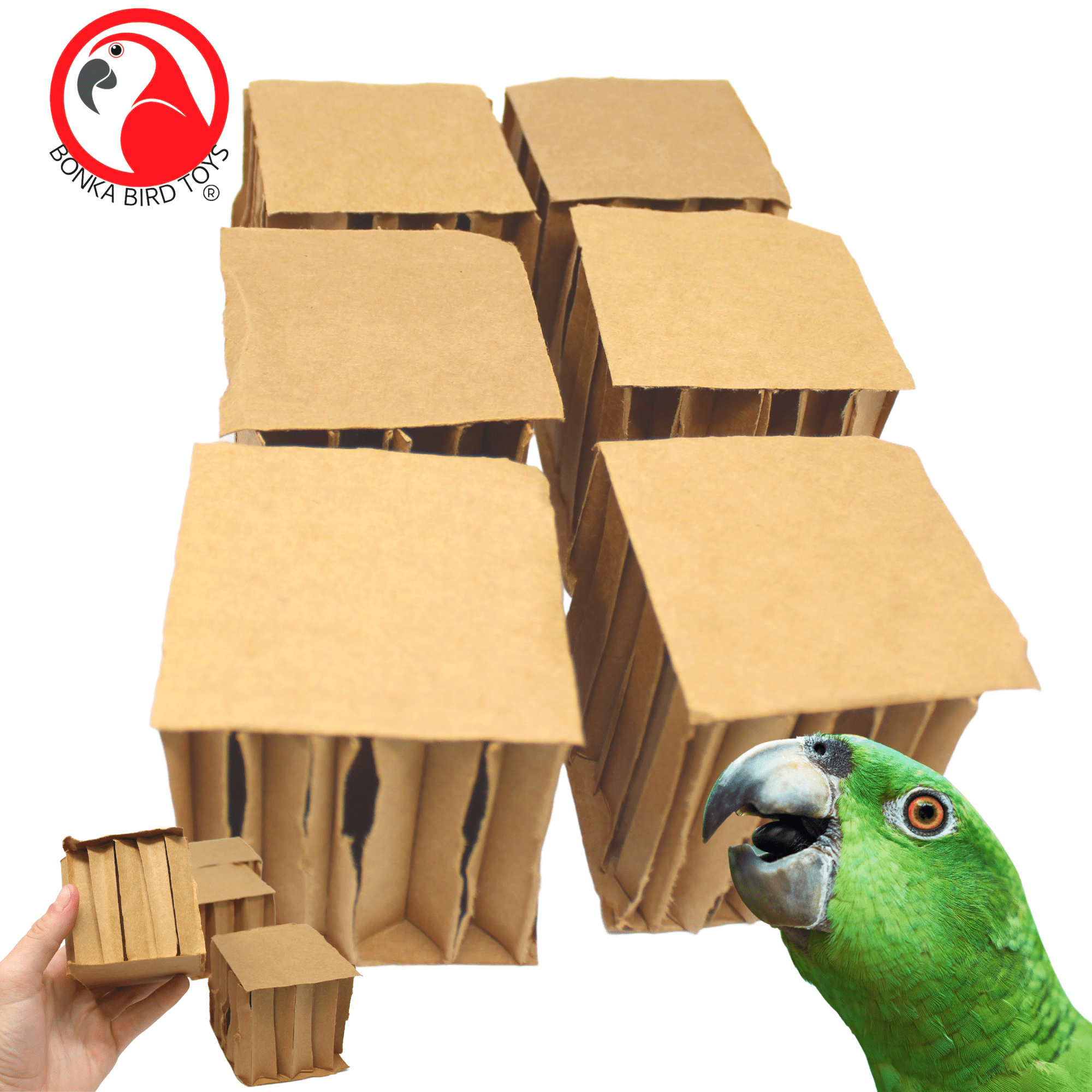 2296 Pk6 3-Inch Cardboard Cubes - Bonka Bird Toys