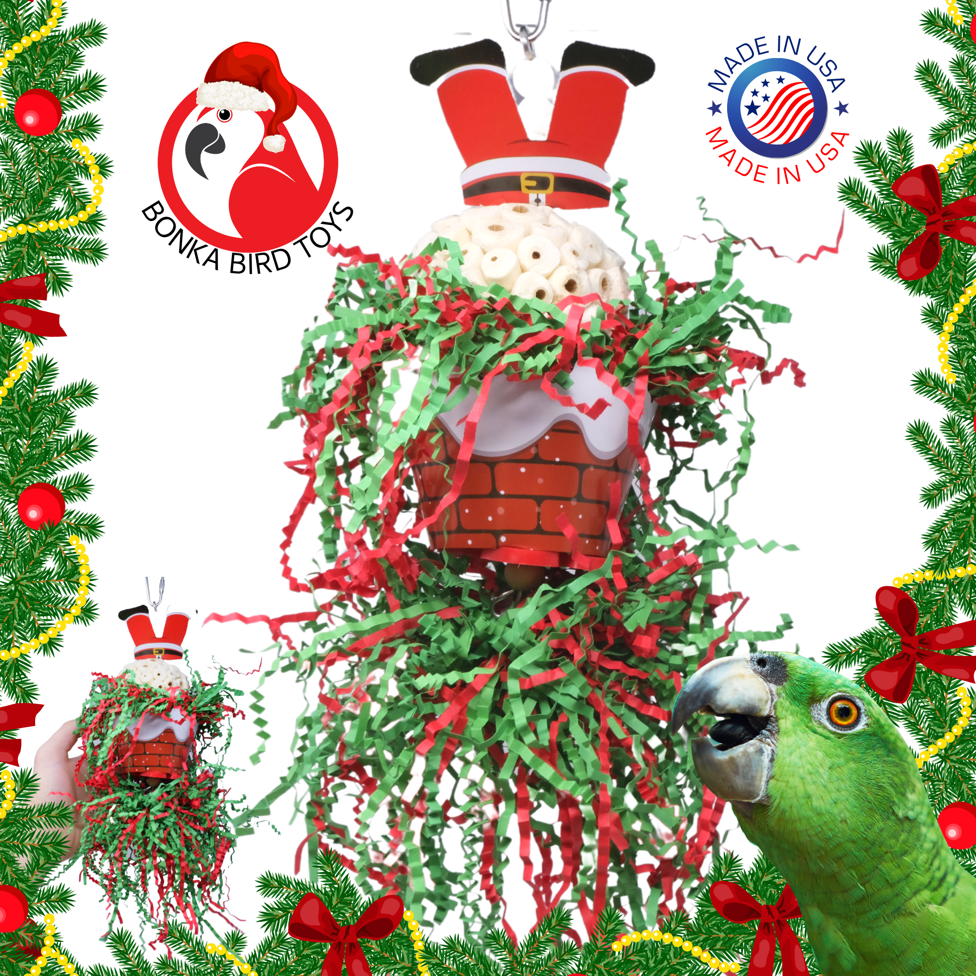 Christmas Elf Santa Snowman Reindeer Natural Sola - Bonka Bird Toys