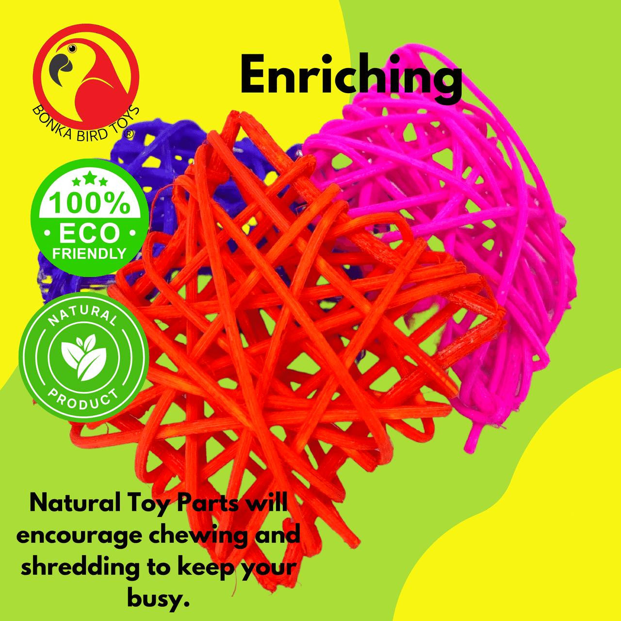 2272 Pk3 Colored Vine Squares - Bonka Bird Toys