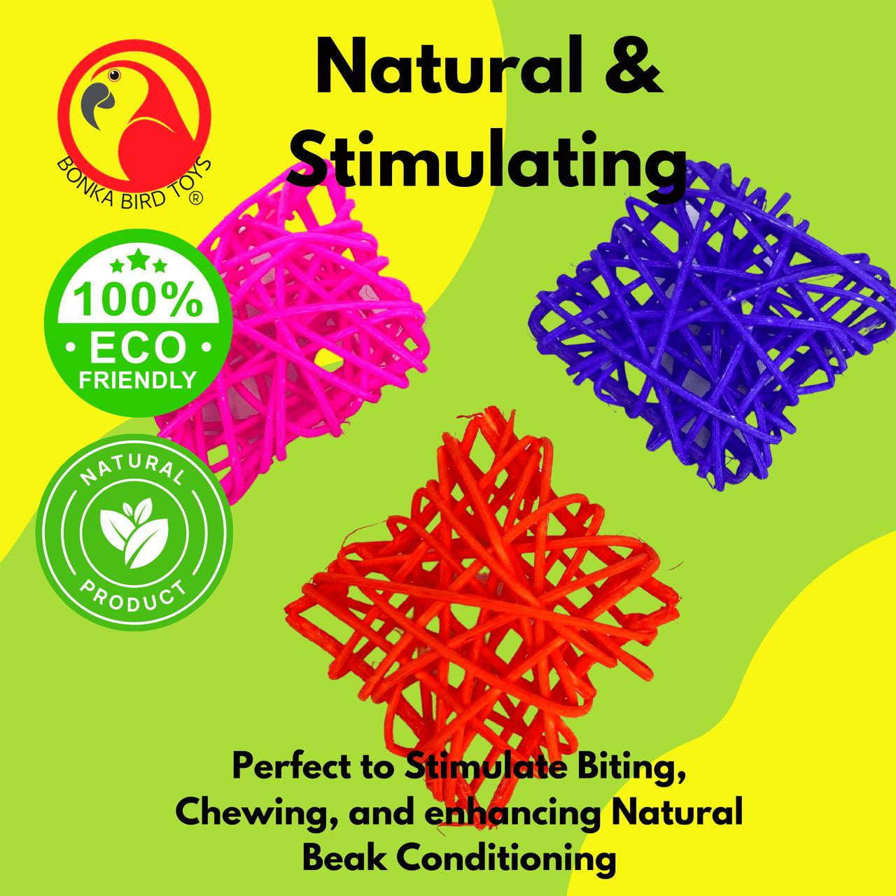 2272 Pk3 Colored Vine Squares - Bonka Bird Toys