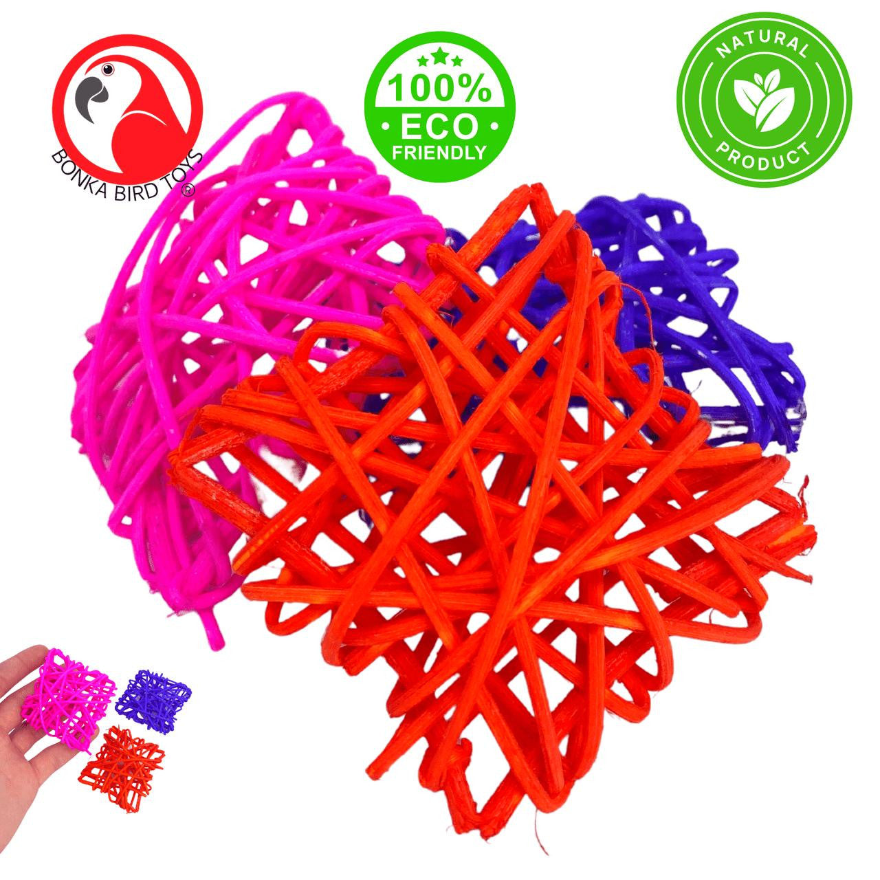 2272 Pk3 Colored Vine Squares - Bonka Bird Toys