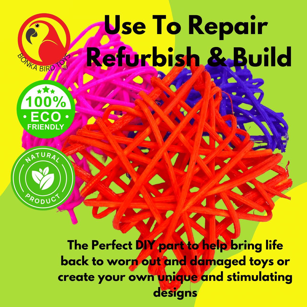 2272 Pk3 Colored Vine Squares - Bonka Bird Toys