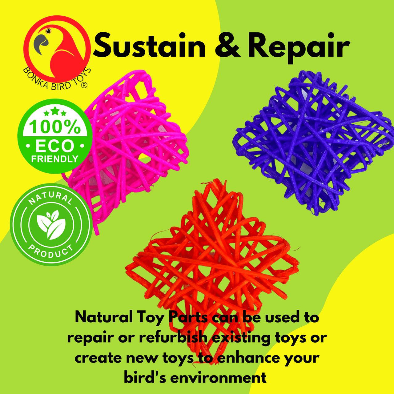 2272 Pk3 Colored Vine Squares - Bonka Bird Toys