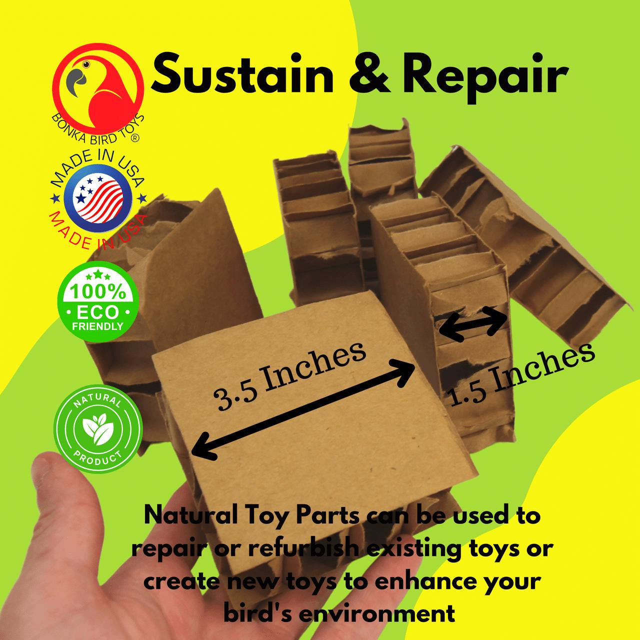 2293 Pk6 Cardboard 3.5-Inch Block Squares - Bonka Bird Toys