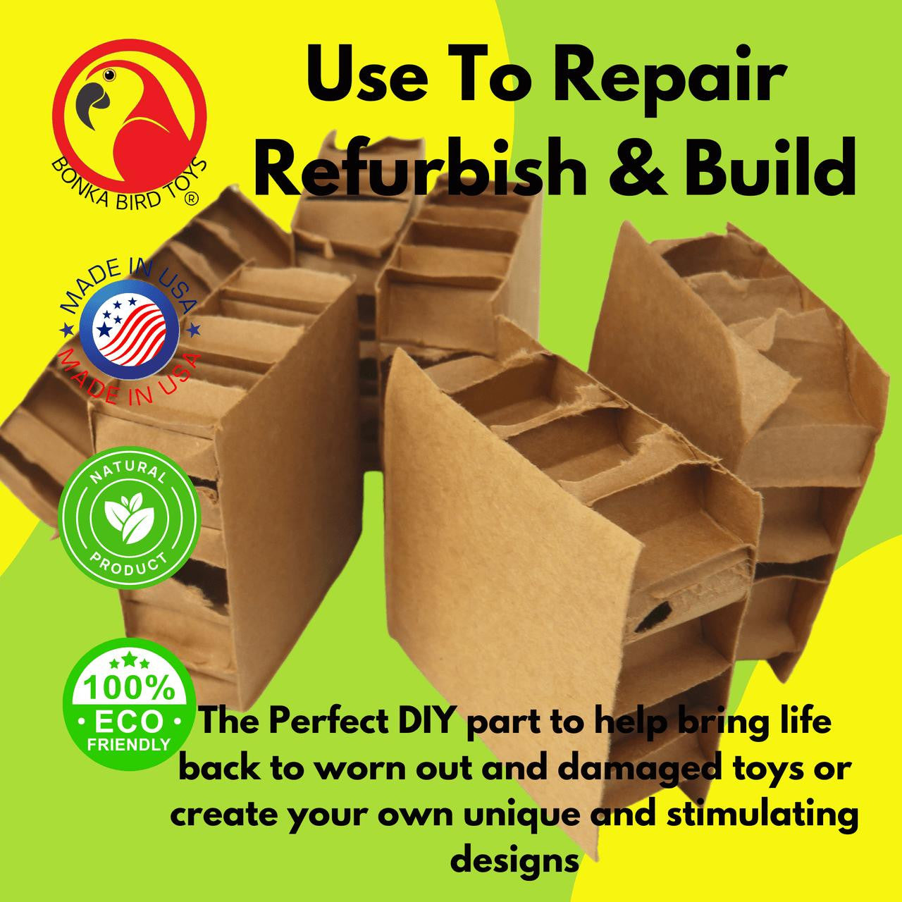 2293 Pk6 Cardboard 3.5-Inch Block Squares - Bonka Bird Toys