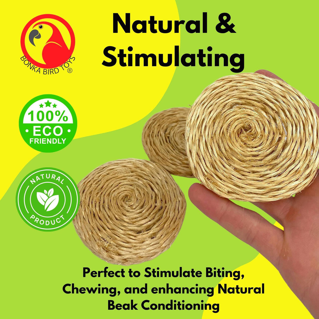 3603 Pk3 3-Inch Round Seagrass Mats - Bonka Bird Toys