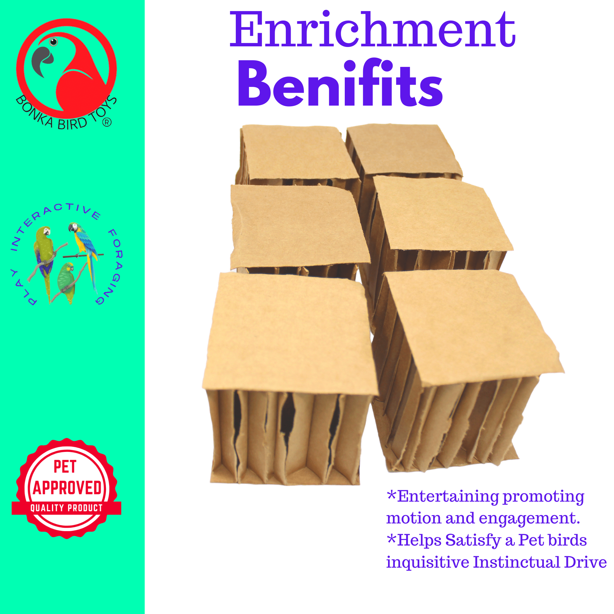 2296 Pk6 3-Inch Cardboard Cubes - Bonka Bird Toys