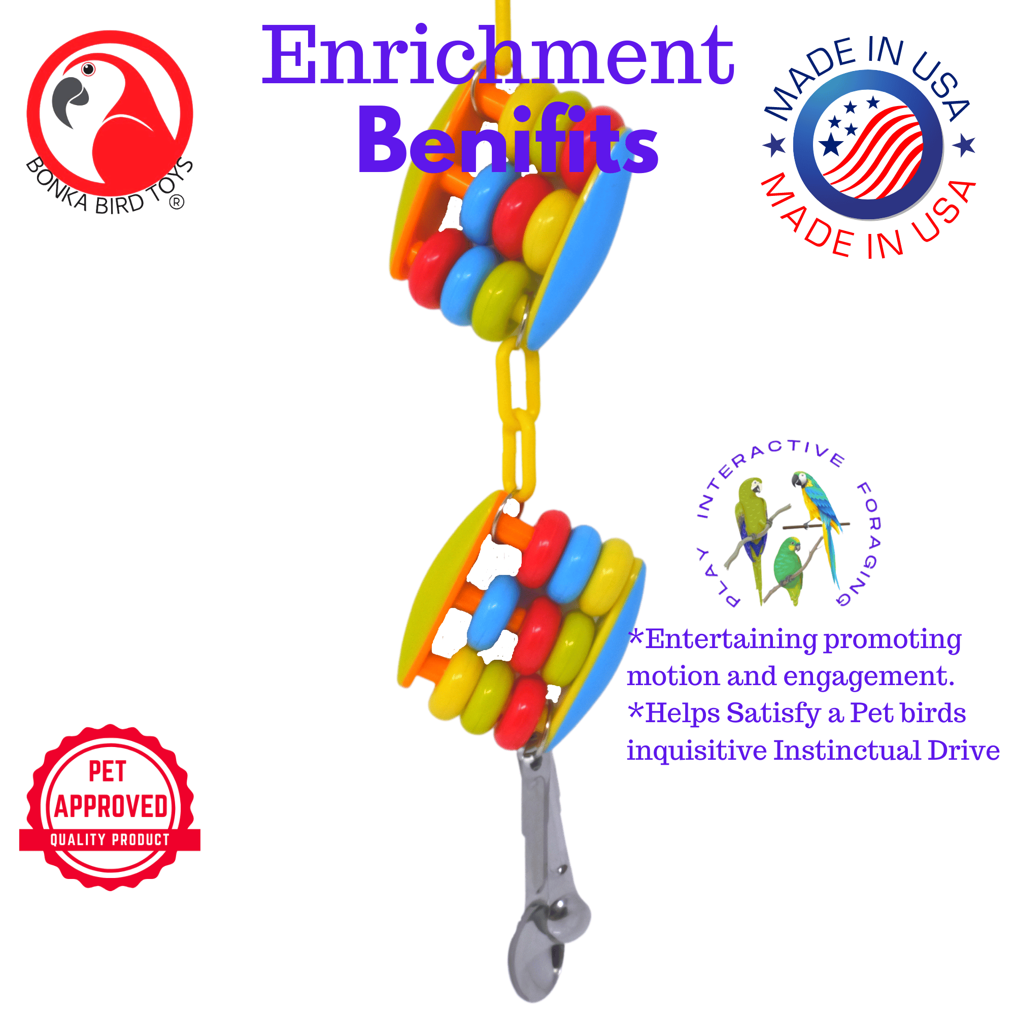 Bonka Bird Toys Spoon Abacus Medium Large Counting Cage Toy (2 Styles) - Bonka Bird Toys