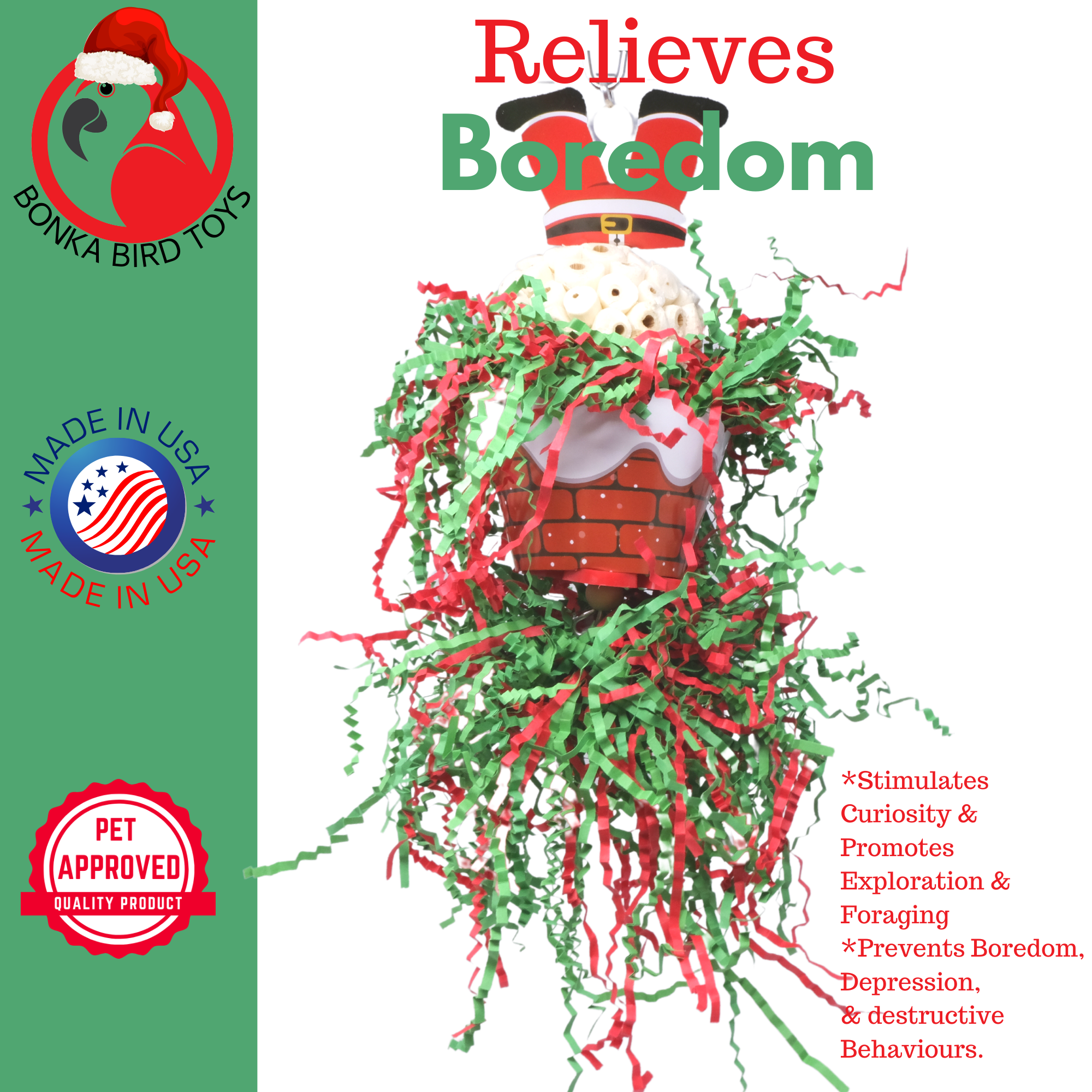 Christmas Elf Santa Snowman Reindeer Natural Sola - Bonka Bird Toys