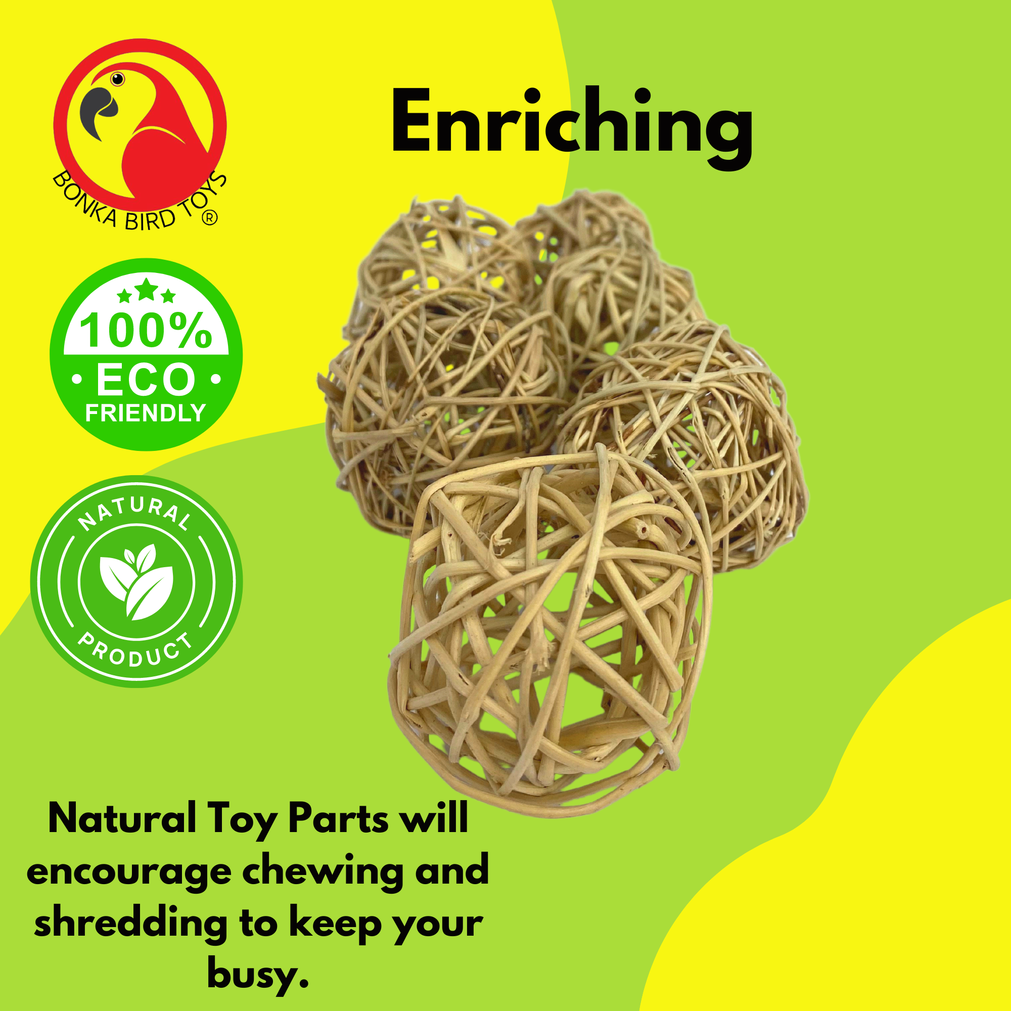 3351 Pk6 Natural Vine Ball 1.5 Inch - Bonka Bird Toys