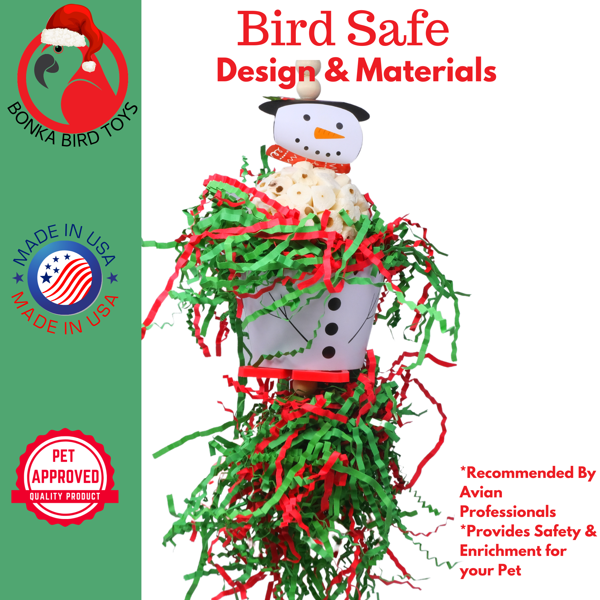 Christmas Elf Santa Snowman Reindeer Natural Sola - Bonka Bird Toys