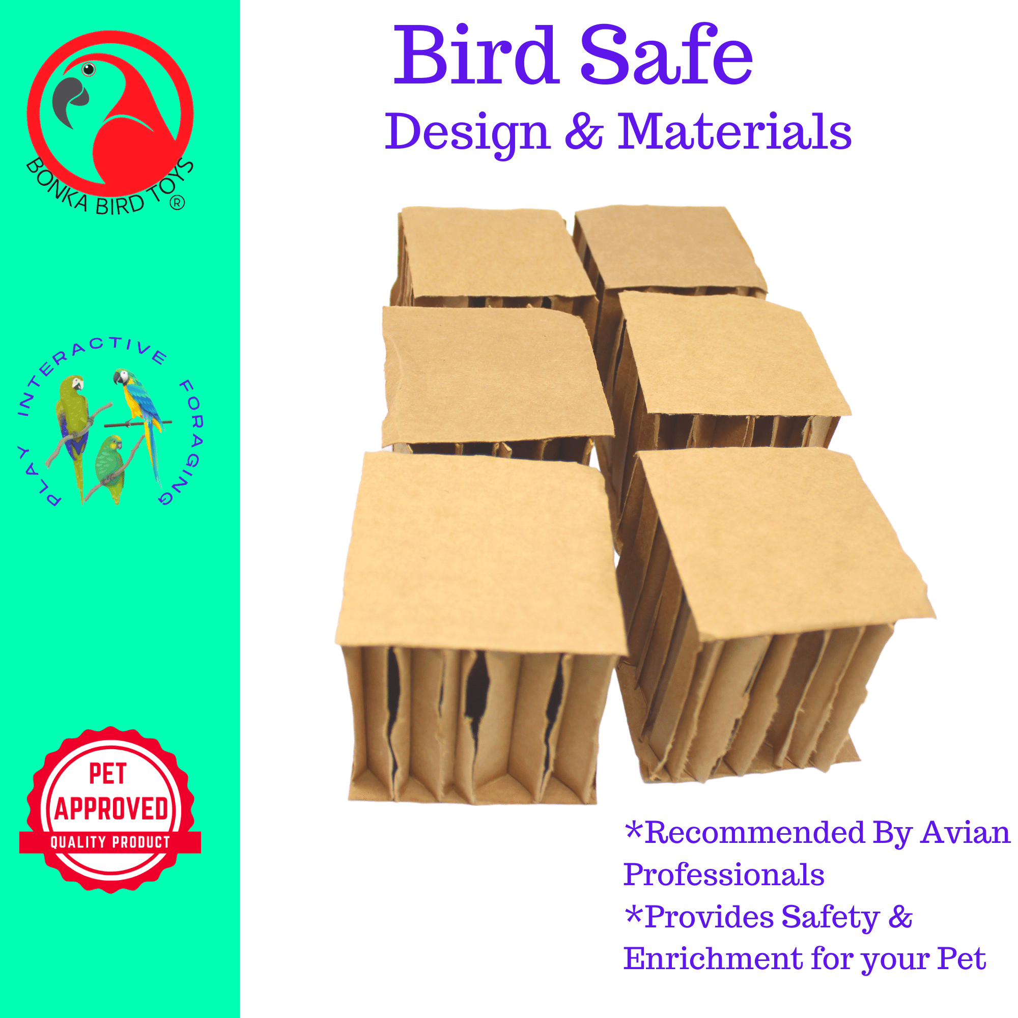 2296 Pk6 3-Inch Cardboard Cubes - Bonka Bird Toys