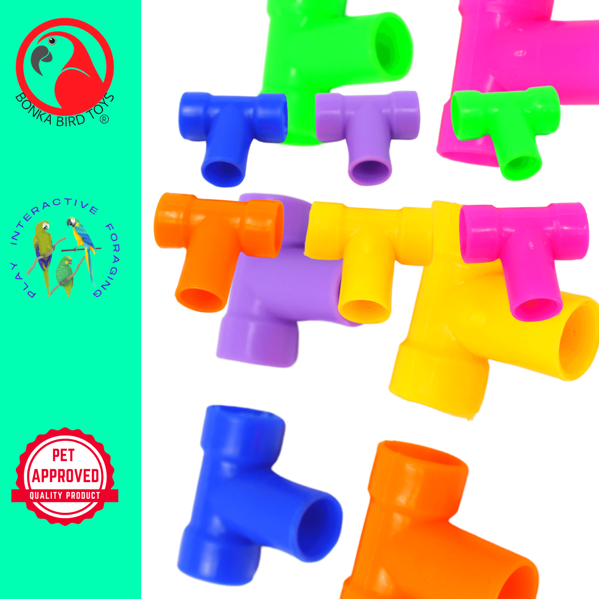 3808 Pk6 Plastic T-Pipe Tube - Bonka Bird Toys