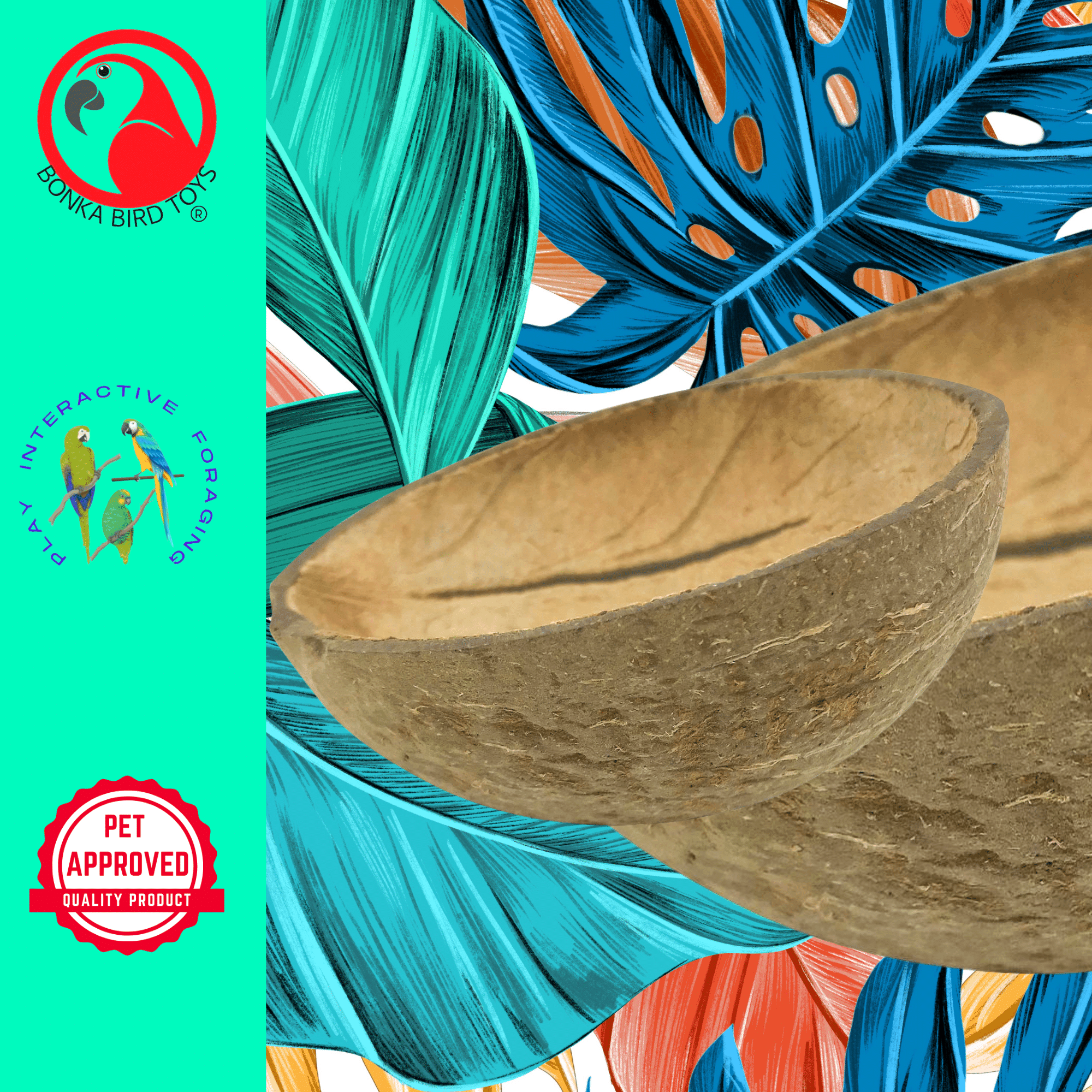 2054 Coconut Cup Flat Base - Bonka Bird Toys