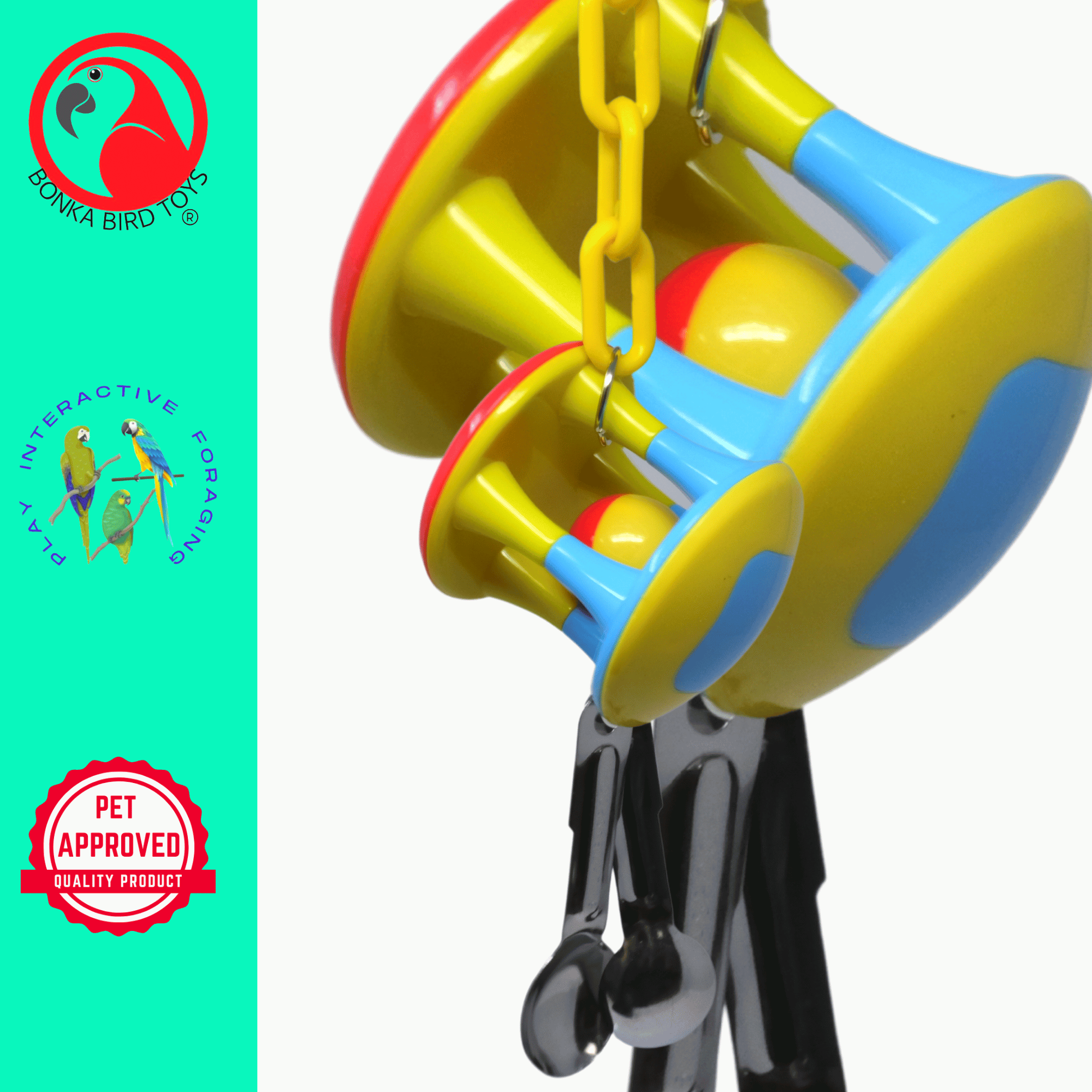 Bonka Bird Toys Spoon Cage Ball Medium Large Puzzle Rattle Toy (2 Styles) - Bonka Bird Toys