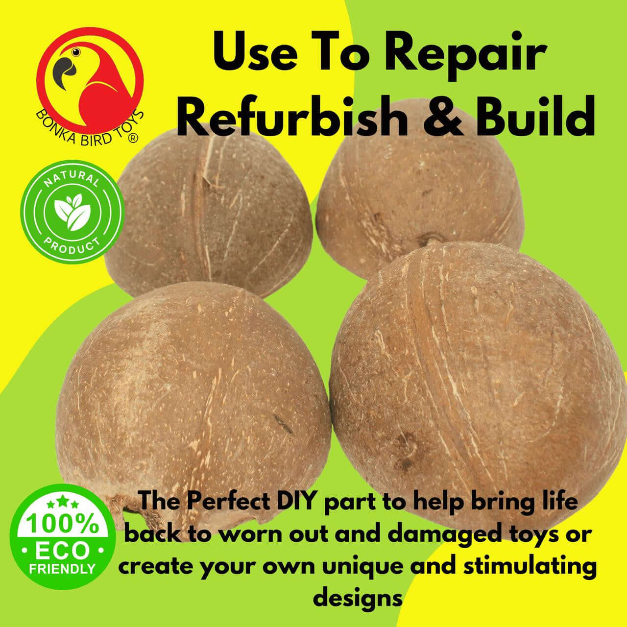 1031 Pk4 Half Shell Coconuts - Bonka Bird Toys