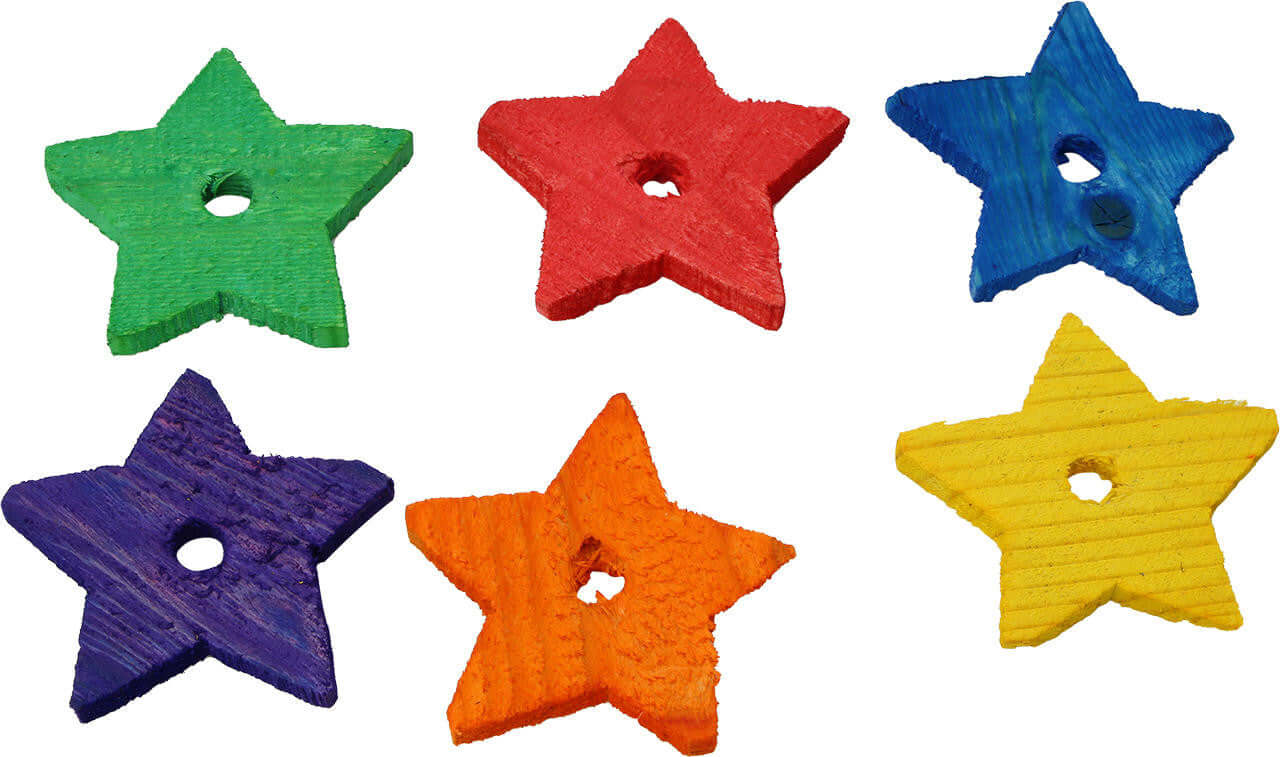 Pack 6 Wooden Stars - Bonka Bird Toys
