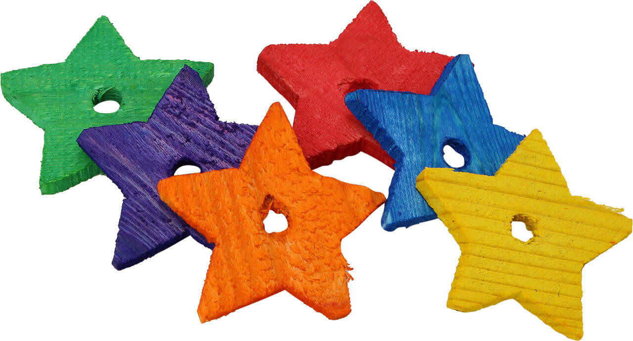 Pack 6 Wooden Stars - Bonka Bird Toys