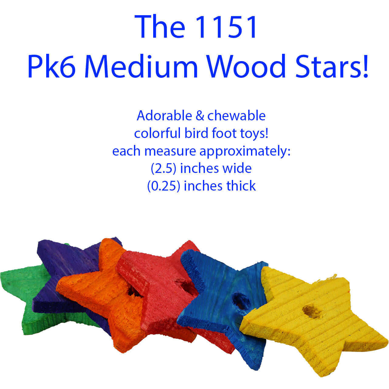 Pack 6 Wooden Stars - Bonka Bird Toys