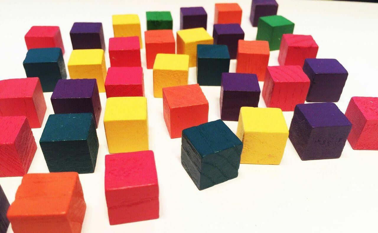 1224 Pk35 Colored Mini Wood Chewy Squares Blocks - Bonka Bird Toys