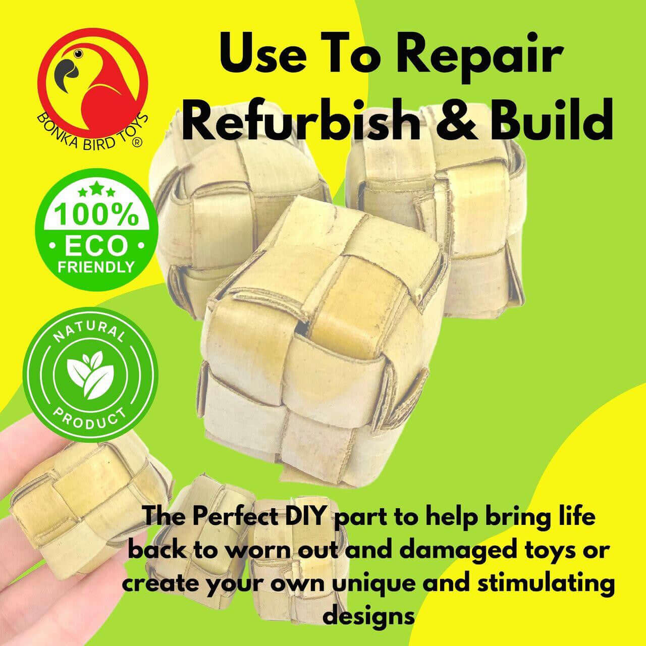 1256 Pk3 Mini Palm Leaf Boxes - Bonka Bird Toys