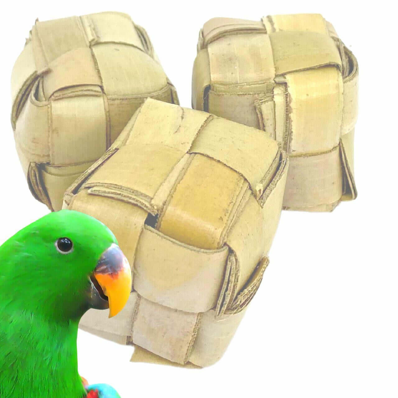 1256 Pk3 Mini Palm Leaf Boxes - Bonka Bird Toys