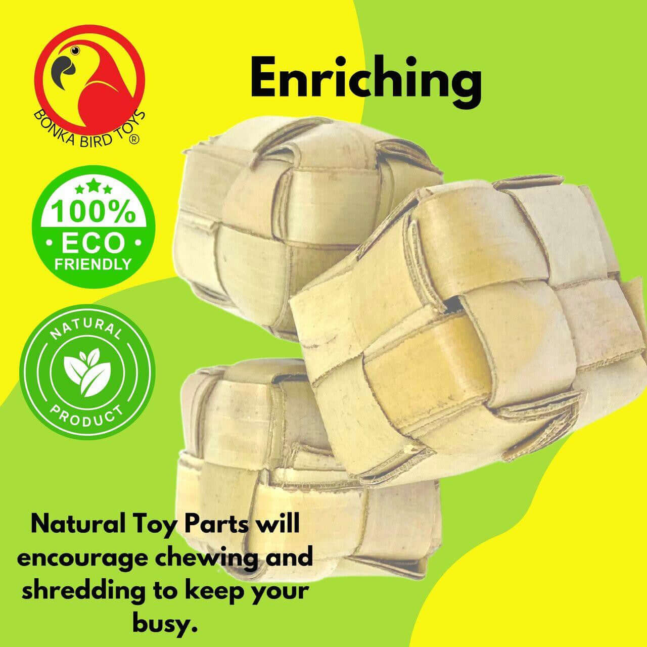 1256 Pk3 Mini Palm Leaf Boxes - Bonka Bird Toys