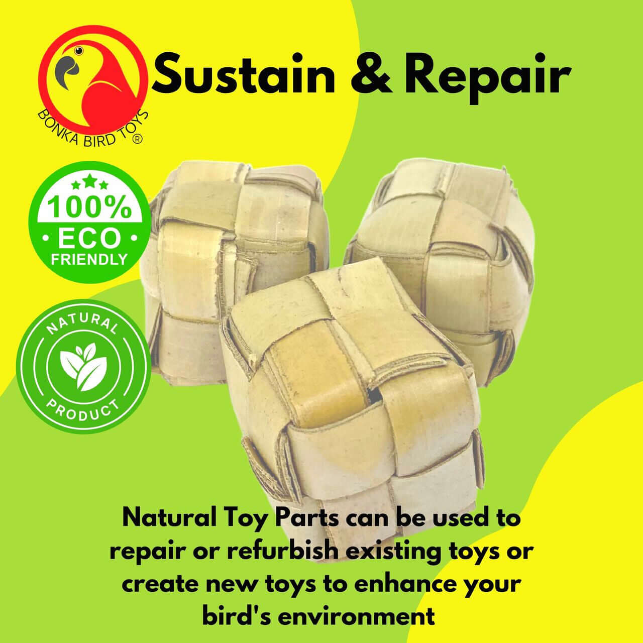 1256 Pk3 Mini Palm Leaf Boxes - Bonka Bird Toys