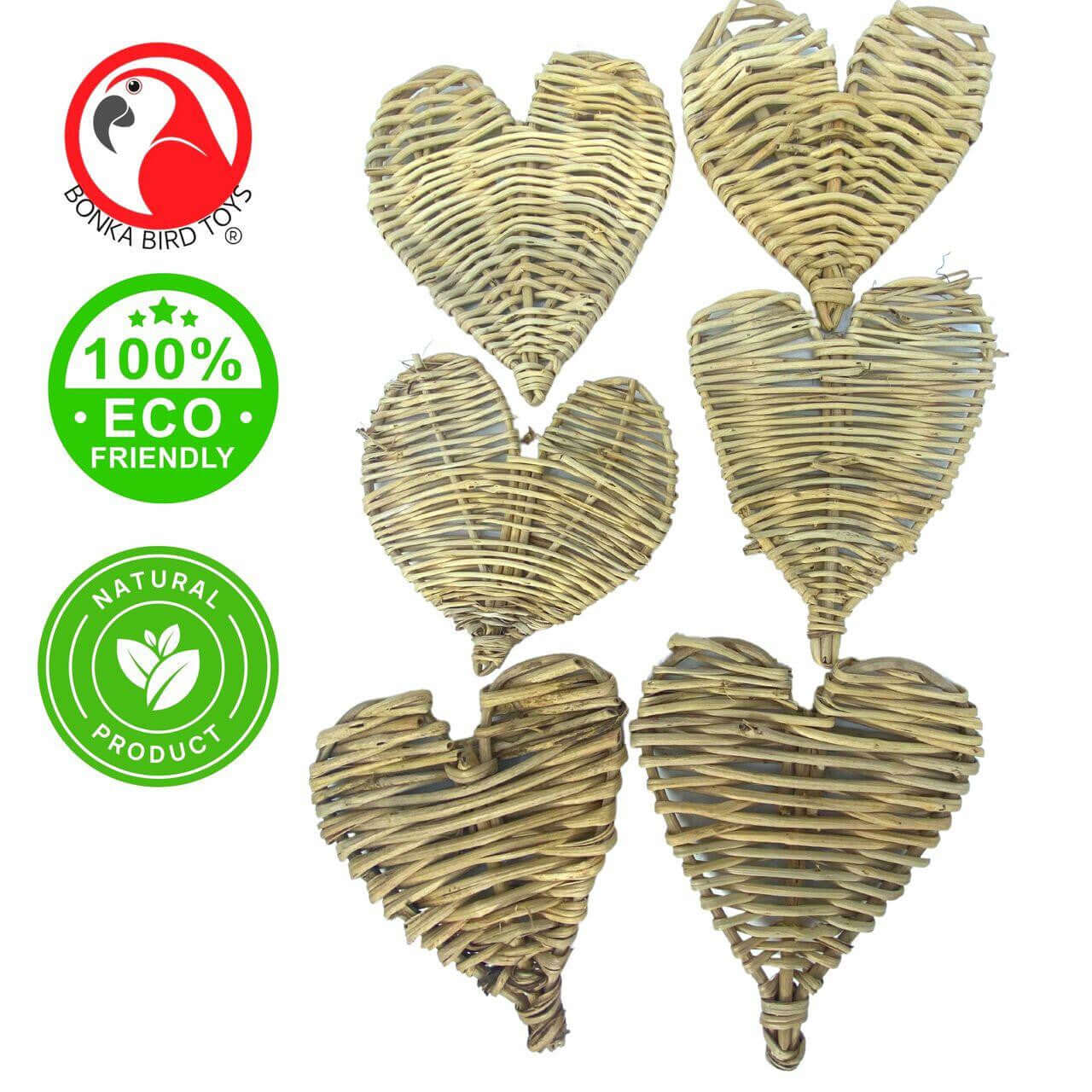 1270 Pk6 Natural Large Vine Heart - Bonka Bird Toys