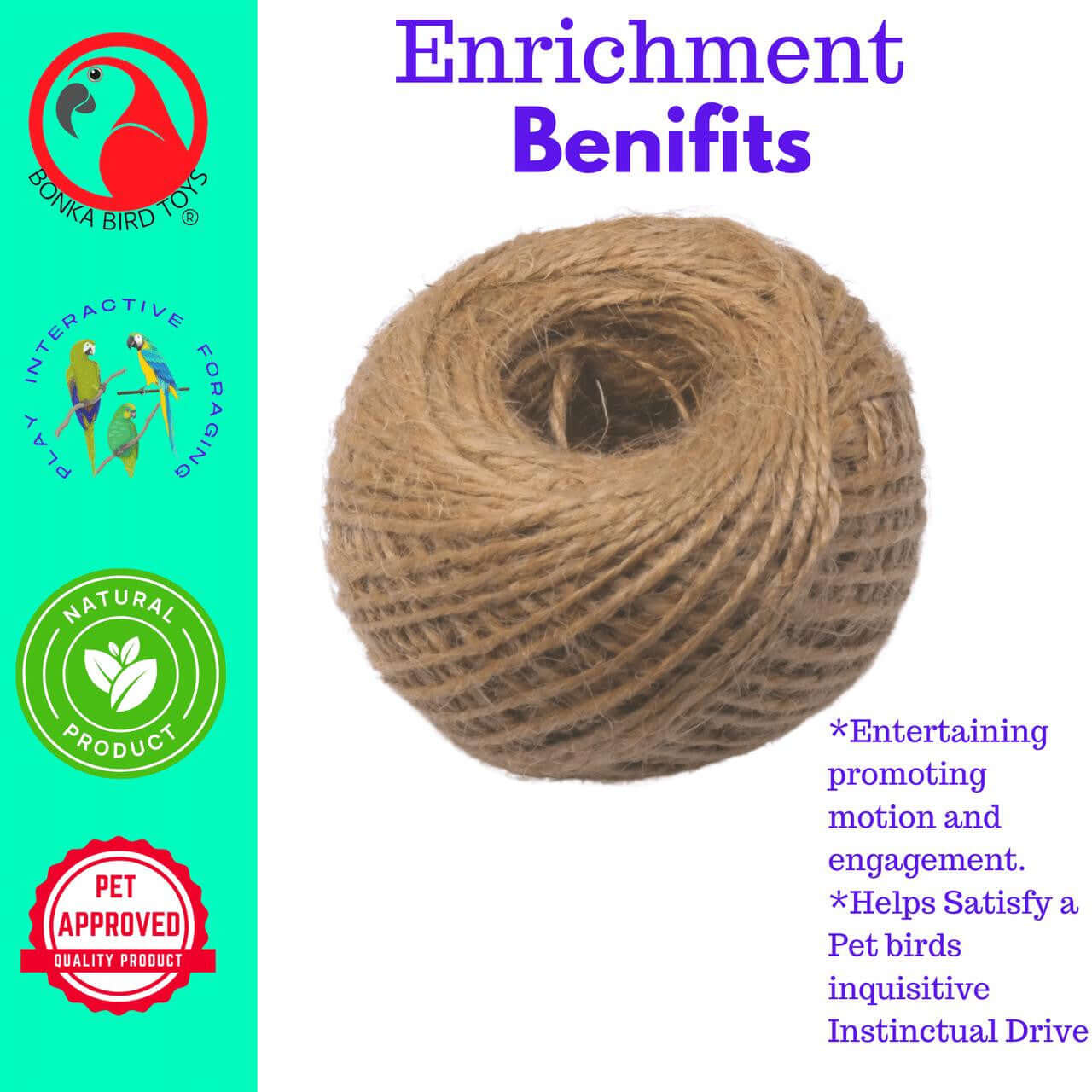 1330 Natural Twisted Jute String Rope 220 ft - Bonka Bird Toys