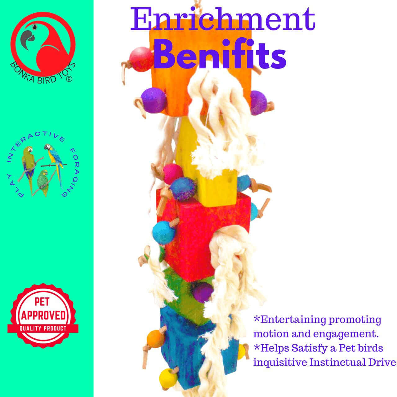 1624 Large Tassle Cubes - Bonka Bird Toys